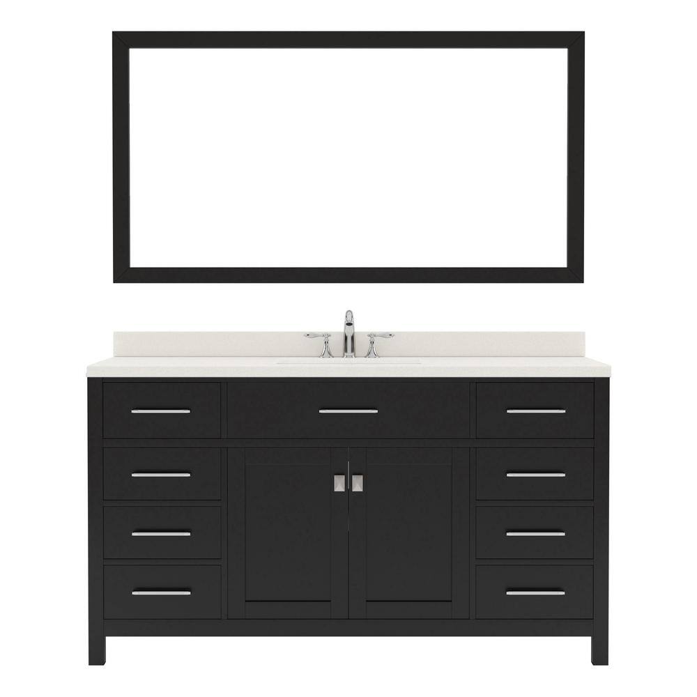 Virtu USA Caroline 60 in. W x 22 in. D x 35 in. H Single Sink Bath