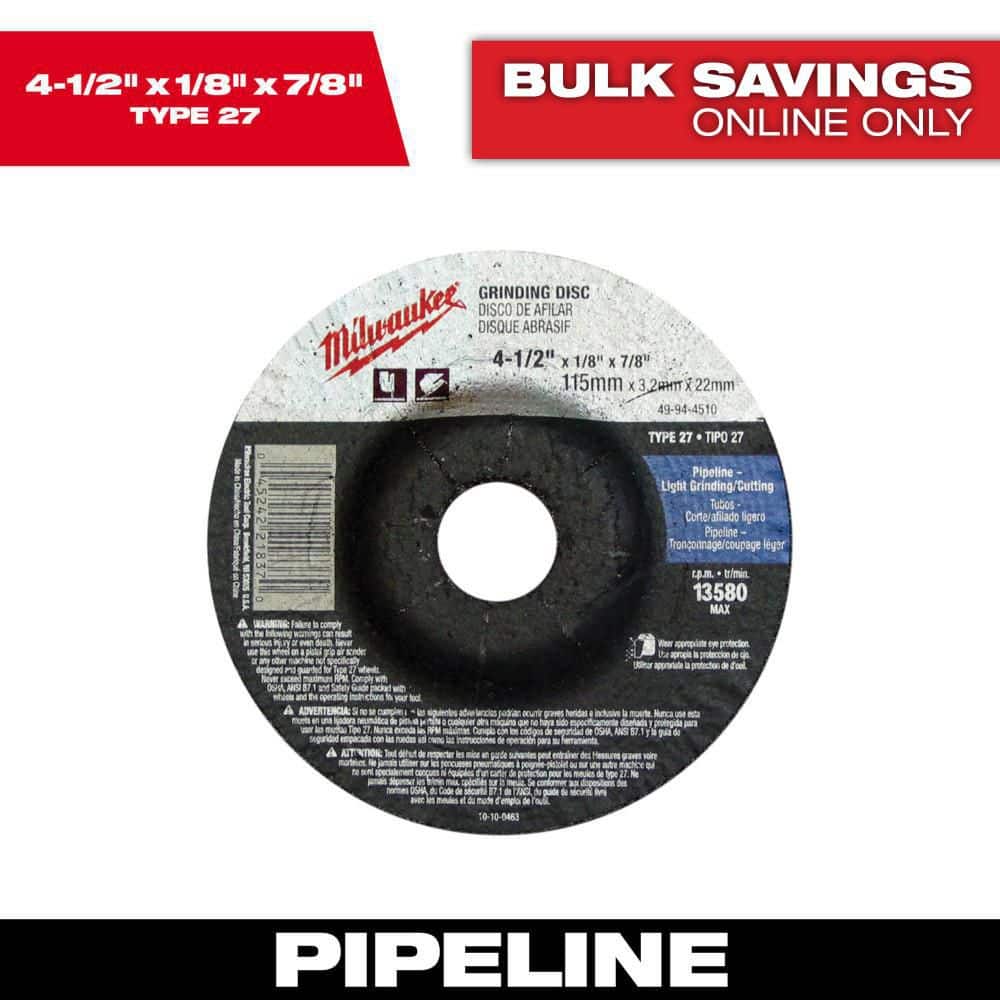 Milwaukee 4-1/2 in. x 1/8 in. x 7/8 in. Grinding Wheel (Type 27