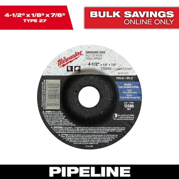 Milwaukee 4-1/2 in. x 1/8 in. x 7/8 in. Grinding Wheel (Type 27)