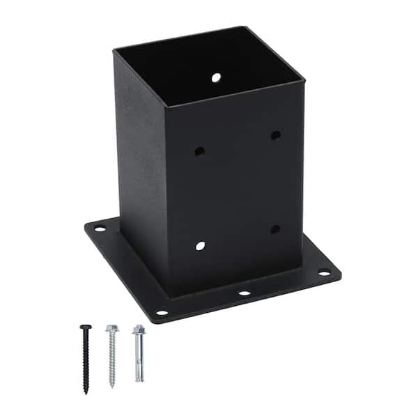 Afoxsos Steel Black 4 x 4 Post Base Brackets Rust-Resistant 3.5 x 3.5 Wood Post Anchor Raised Mount with Hardware (4-Pack)