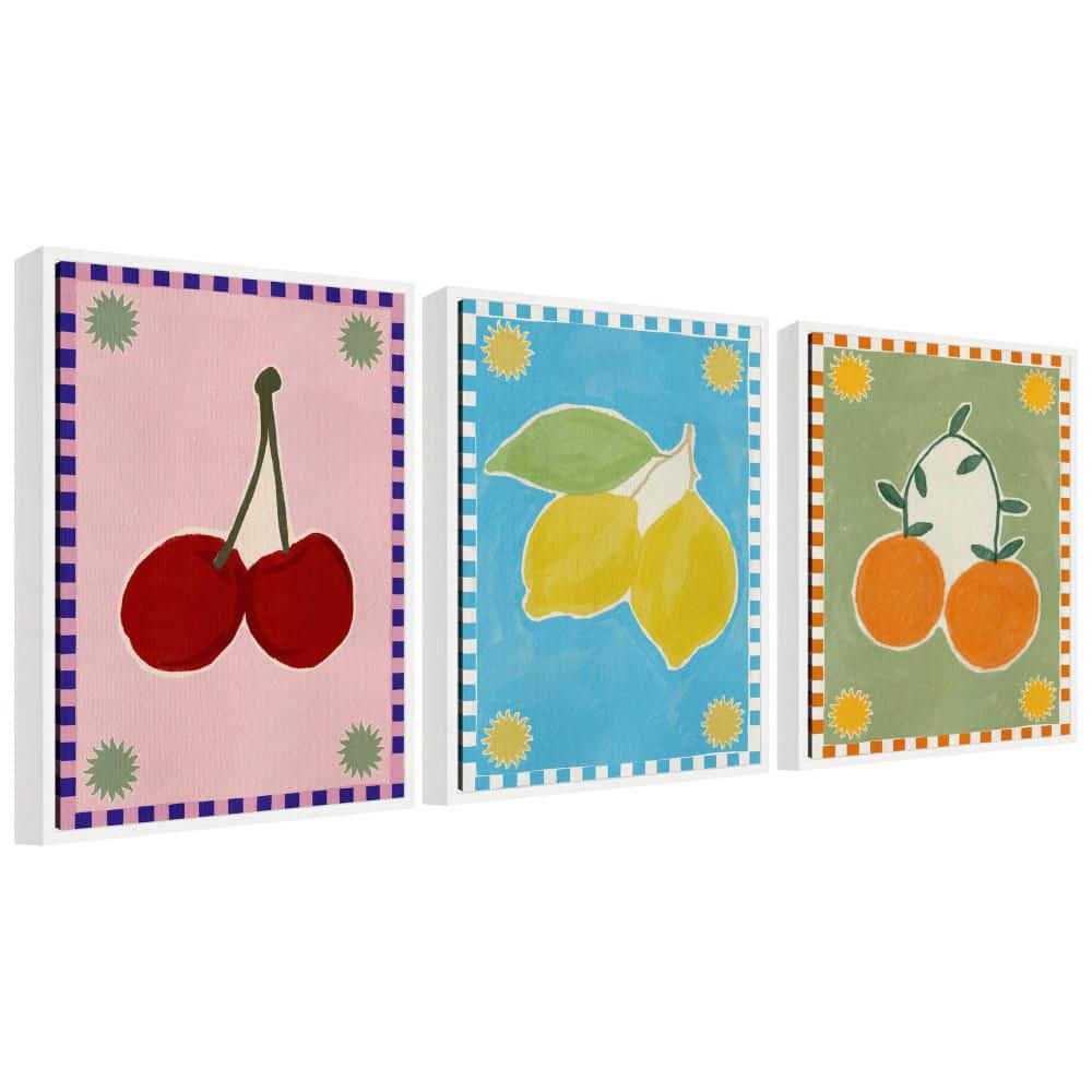 "3 Piece Sylvie ""Lush Duo 1 Cherry Lemon and Orange"" by Shatha Al Dafai Abstract Framed Art Print Set 24 in. x 18 in." price history on PriceWatchPro