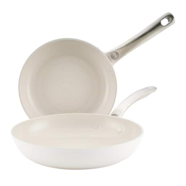 2-Piece Halo with Laser Defense Ceramic Nonstick Skillet Set, 8 in. and 10 in. in Pearl White