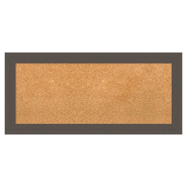 Amanti Art Brushed Pewter Natural Corkboard 34 in. x 16 in. Bulletin Board Memo Board