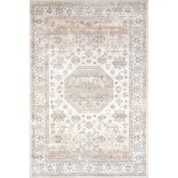 nuLOOM Darby Persian Spill-Proof Machine Washable Ivory 2 ft. x 3 ft. Accent Rug
