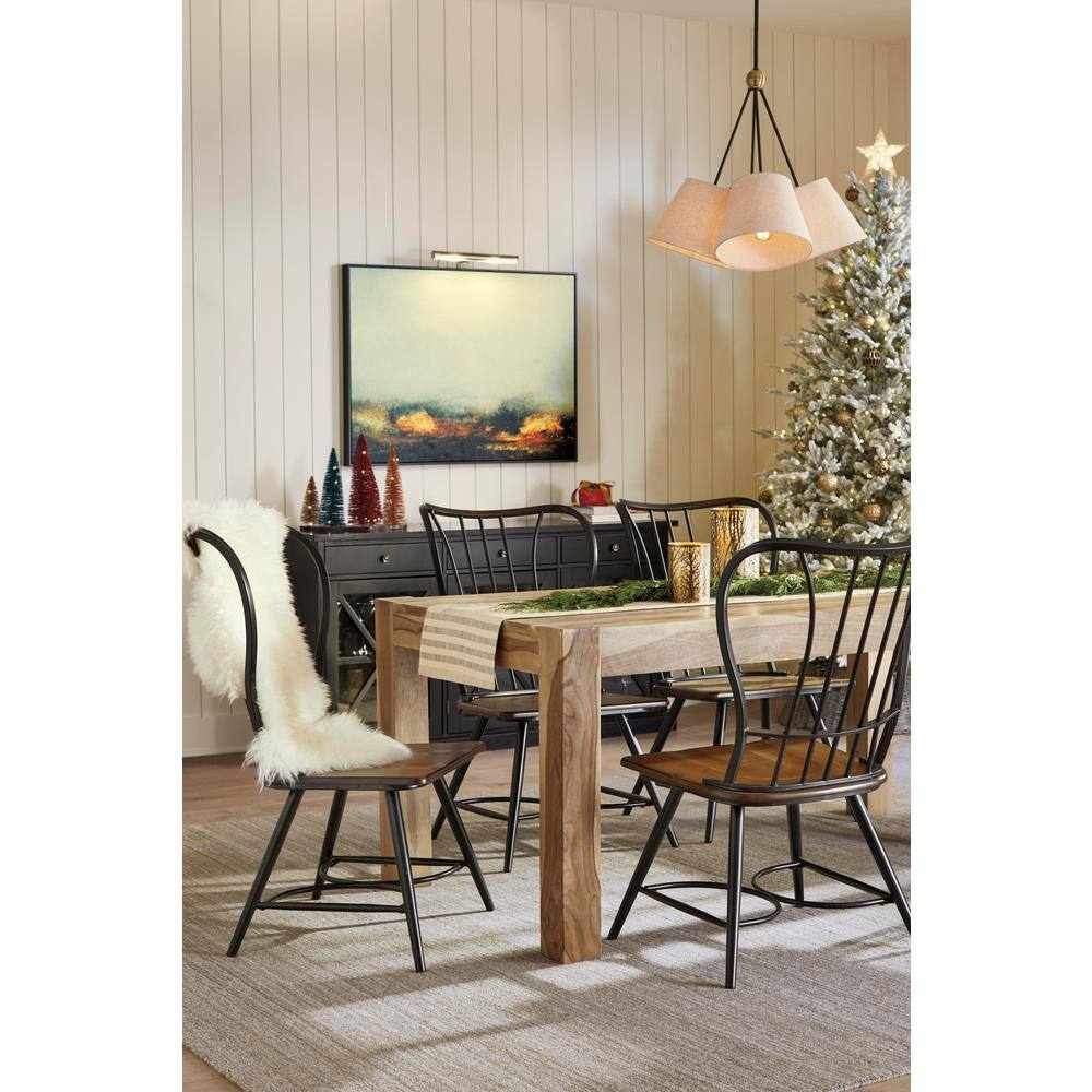 Longford Black Metal and Wood Dining Chair Set