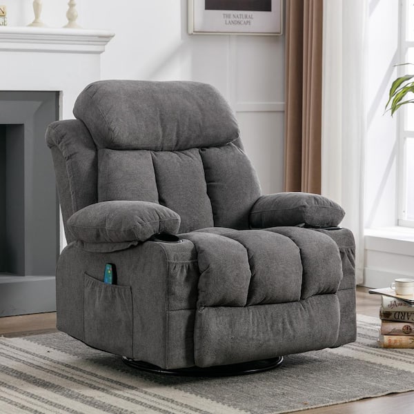Unbranded Gray Fabric Swivel Recliner with Swivel