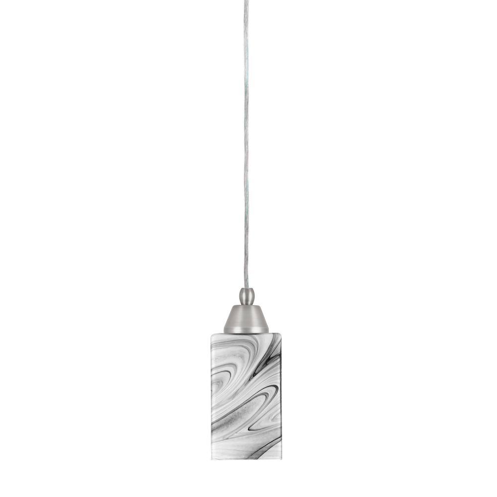 Bryson 4 in. 1-Light Brushed Nickel Cord Pendant Light with 3.5 in. Onyx Sw