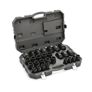 3/4 in. Drive 6-Point Deep Metric Impact Socket Set with Storage Case (28-Piece)