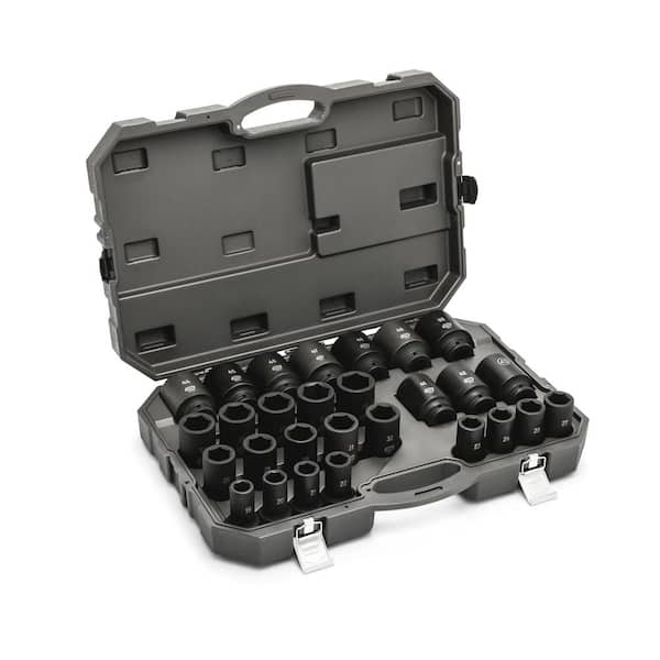 GEARWRENCH 3/4 in. Drive 6-Point Deep Metric Impact Socket Set with Storage Case (28-Piece)