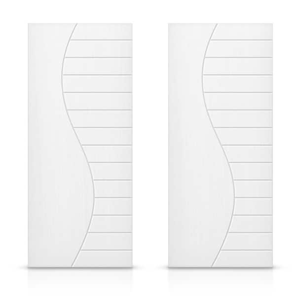 CALHOME 48 in. x 80 in. Hollow Core White Painted Composite MDF Interior Double Closet Sliding Doors