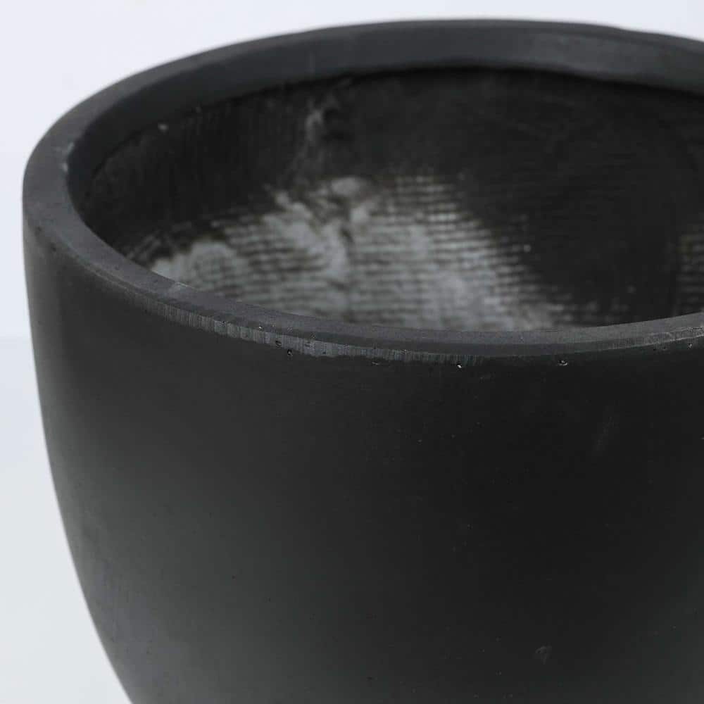 Medium Black Magnesium Oxide Round Outdoor Planter