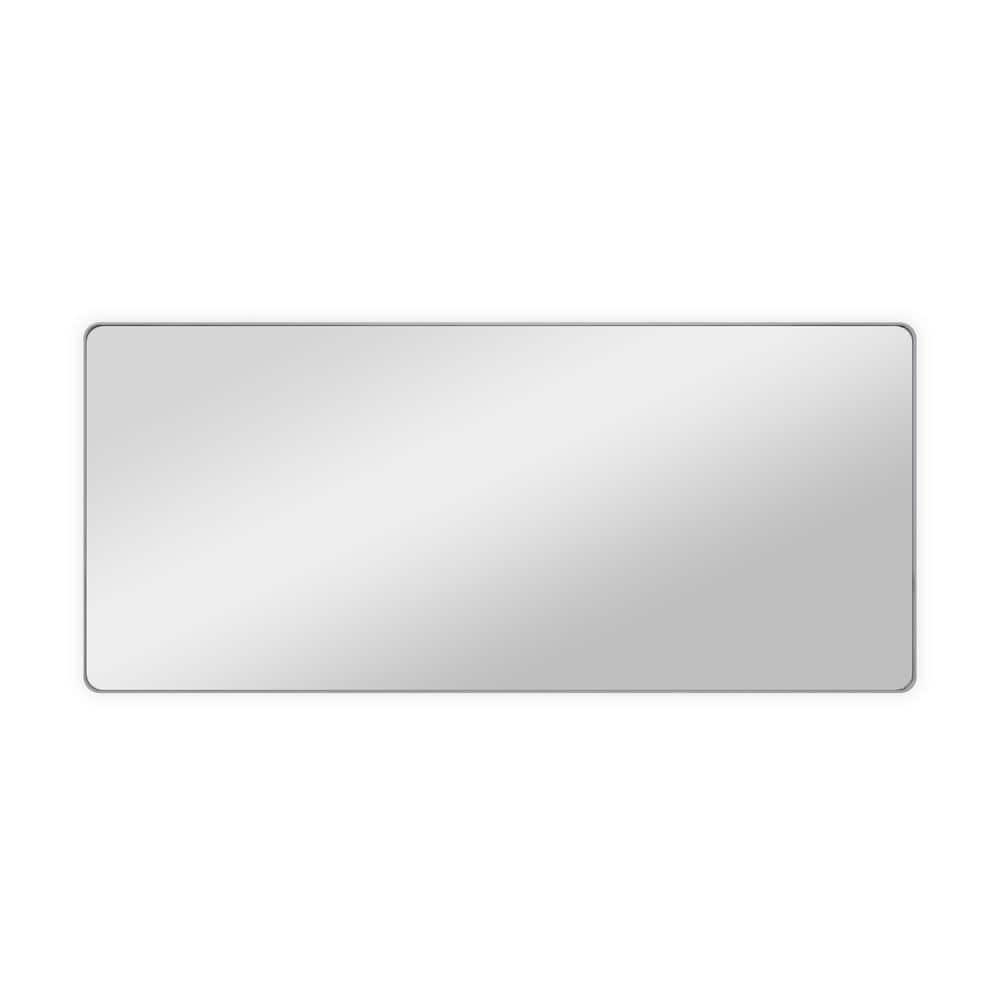 72 in. W x 32 in. H Rectangle Framed Oversized Silver Mirror Wall Mount Alu