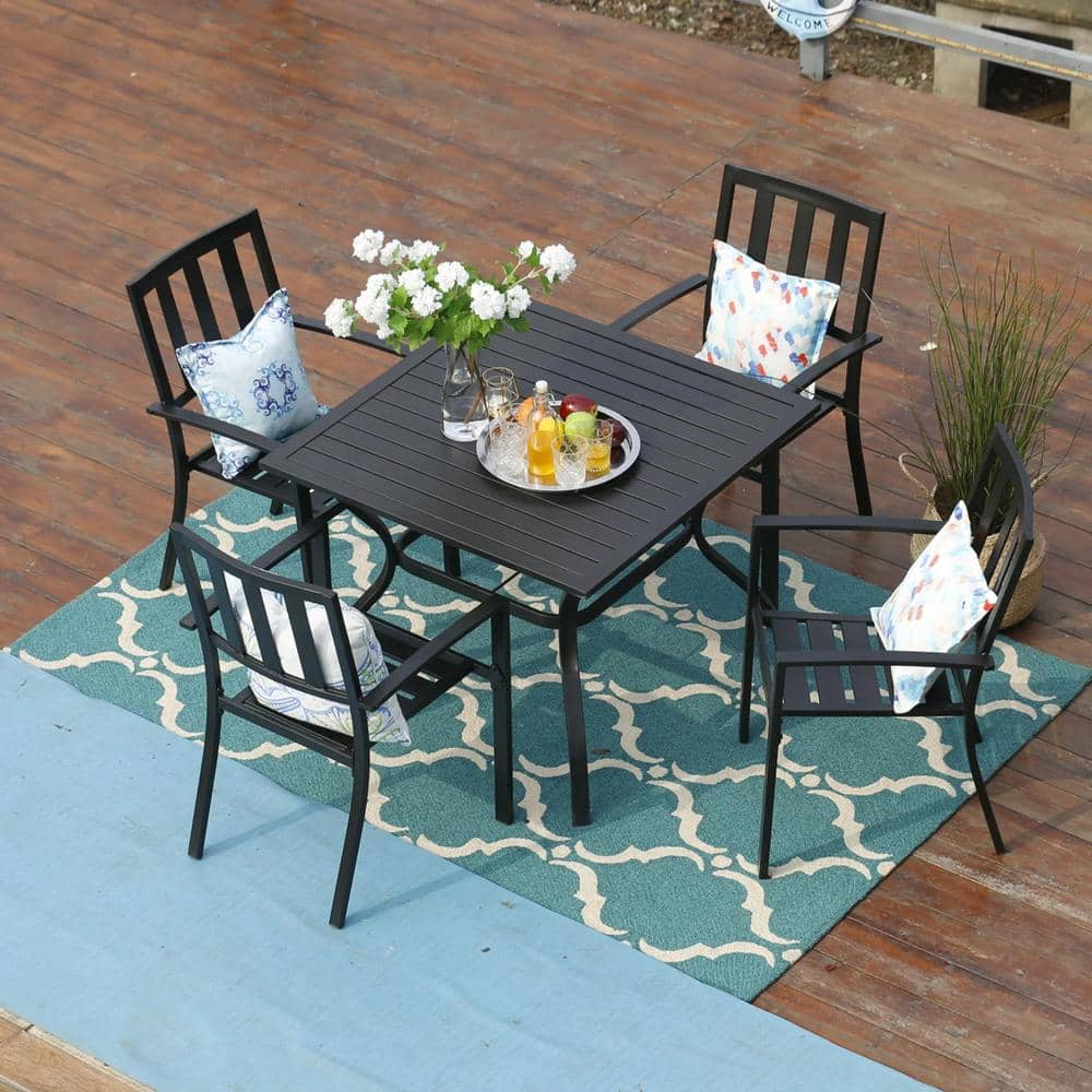 5-Piece Metal Outdoor Patio Dining Set -  PHI VILLA, THD5-S5-102