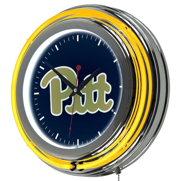 Trademark Global 14 in. University of Pittsburgh Neon Wall Clock