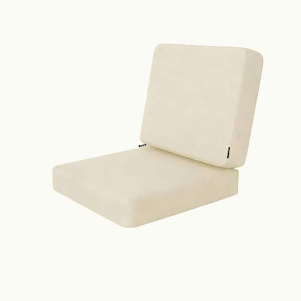 24 in. x 44 in. Outdoor Lounge Chair Deep Seat Cushion Beige