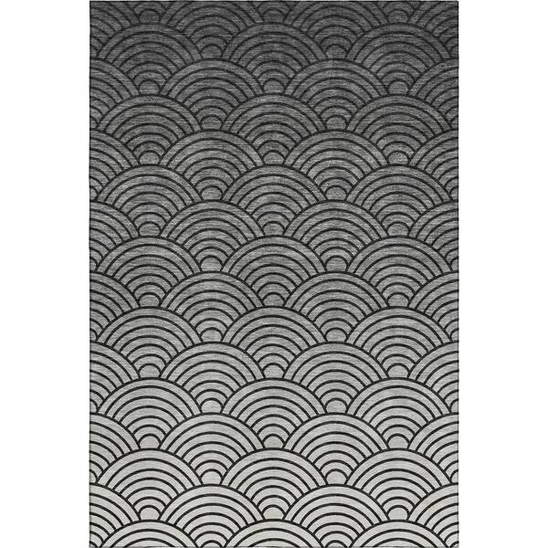 Mayfield Premium Machine Washable Abstract AMF2414 Black 10 ft. x 14 ft. Area Rug