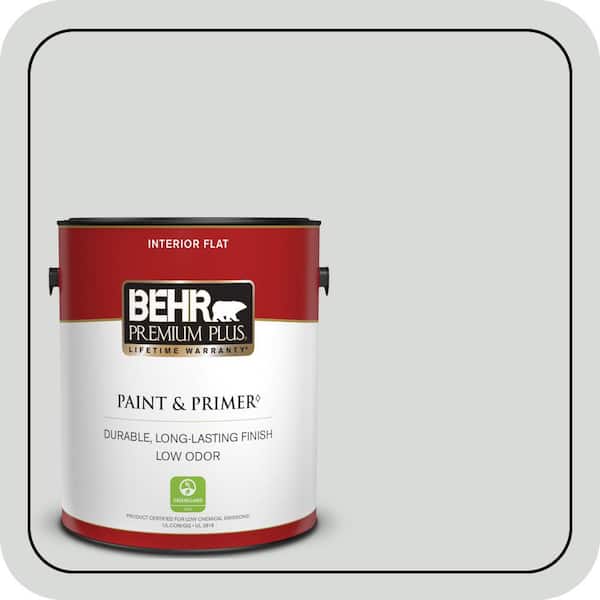 BEHR PREMIUM PLUS 1 gal. #N460-1 Evening White Flat Low Odor Interior Paint & Primer