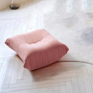 34.25 in. Creative Lazy Floor Sofa Teddy Velvet Bean Bag Corduroy Retro Decorative Cozy Armless Ottoman, Pink