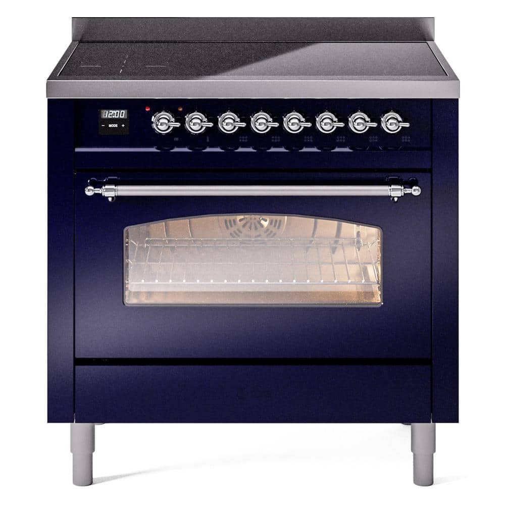 Nostalgie II 36 in. 6 Zone Freestanding Induction Range in Midnight Blue with Chrome -  ILVE, UPI366NMPMBC