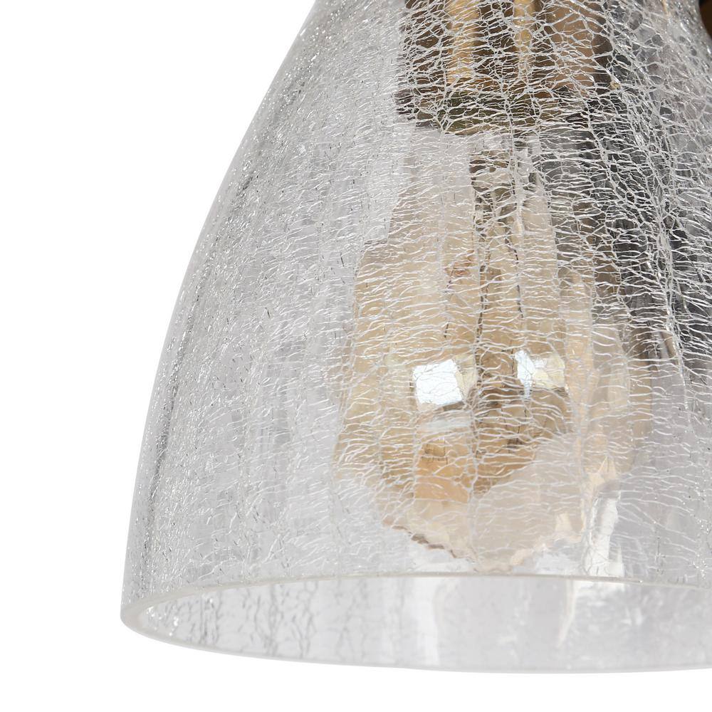 Matte Black and Gold Wall Sconce with Crackled Glass Shade