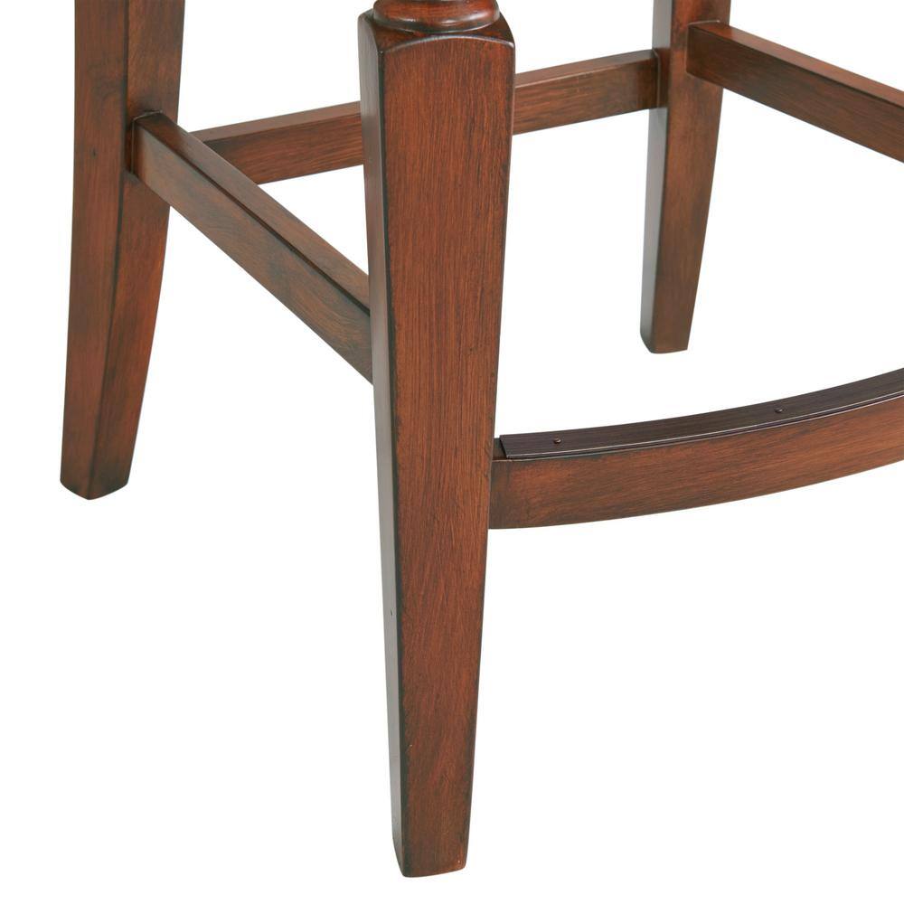 Napa Mahogany Rubberwood Counter Height Swivel Stool with Faux Leather Seat