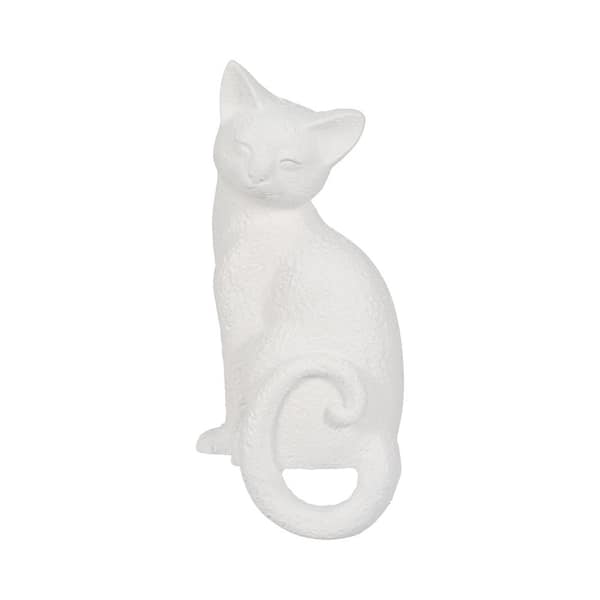 Liv & Skye White 4 in. x 8.25 in. Resin Kitty Figurines