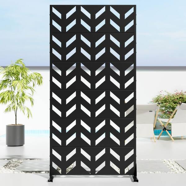 Dovelina 35 in. x 72 in. Black Textured Metal Garden Screens