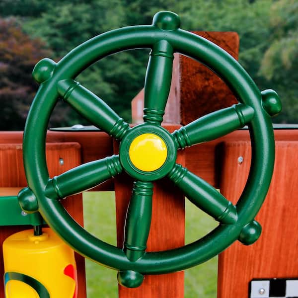 Treehouse Steering Wheel Backyard Playset Or Swingset Pirate Ship Wheel for Kids Outdoor Playhouse Wooden Attachments Parts Yellow DELITLS Playground Accessories