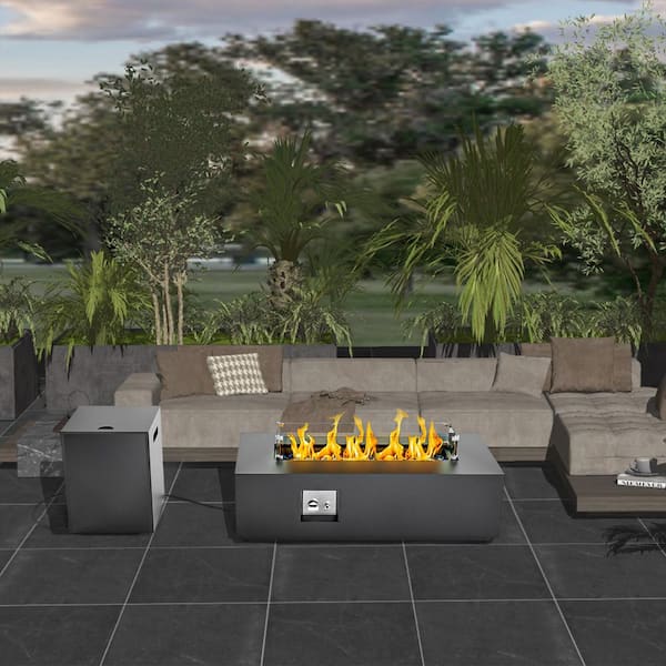 42-in. Propane Fire Pit Table with Wind Guard, 2-in-1 50,000 BTU Outdoor Heater and Sleek Coffee