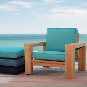 Oasis 26 in. x 30 in. Firm 2-Piece Deep Seating Outdoor Lounge Chair Cushion in Surf Teal