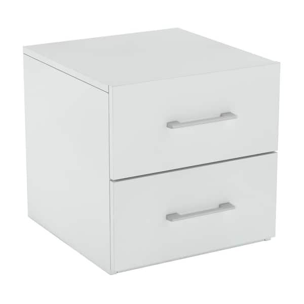 Hillsdale Furniture Sanborn 2-Drawer White Nightstand 15.67 in. H x 15.5 in. W x 16.34 in. D With USB