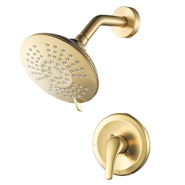 Single Handle 5-Spray Shower Faucet 1.8 GPM with Pressure Balance and Adjutstable Head in Brushed Gold (Valve Included)