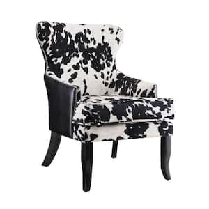 Black and White Faux Leather Accent Chair with Nailhead Trim