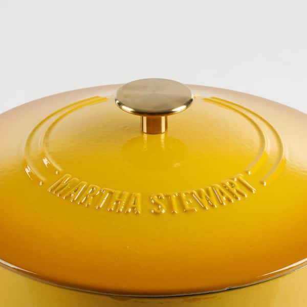 7 qt. Gatwick Enameled Cast Iron Dutch Oven in Yellow with SS Knob Lid,  1-Set