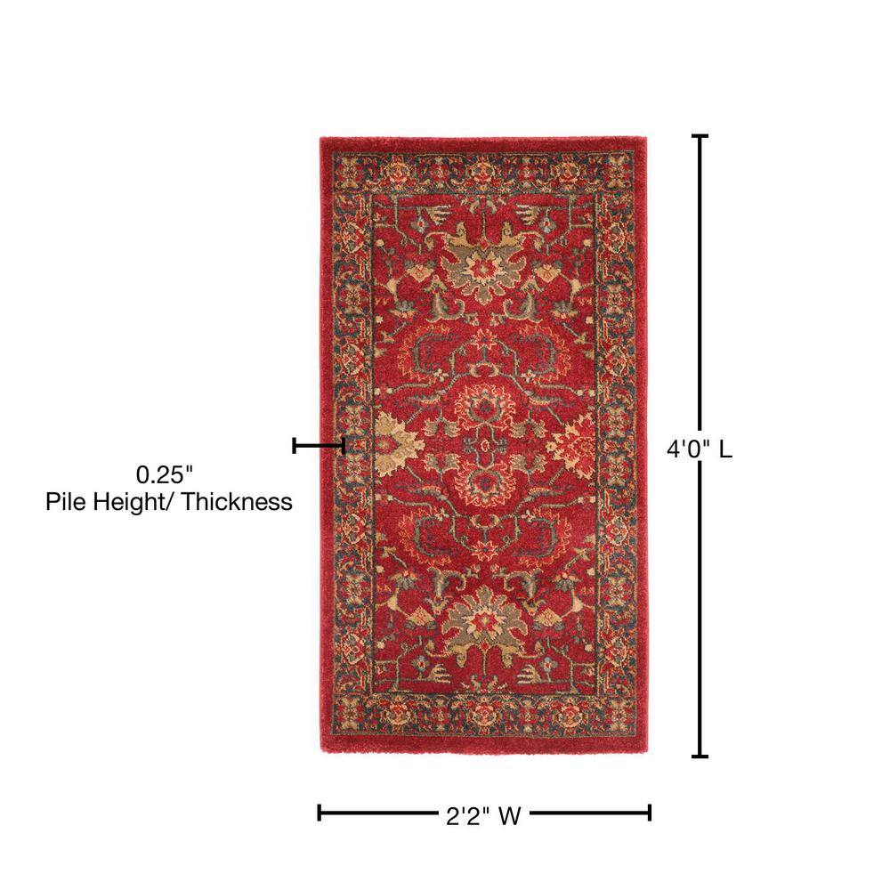 Reversible Rectangular Easy-Care Rug in Red/Navy - 26in x 4in