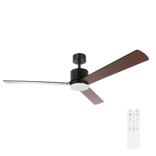 Orla 52 in. Quiet Indoor Matte Black Ceiling Fan with LED Light kit and Remote Control