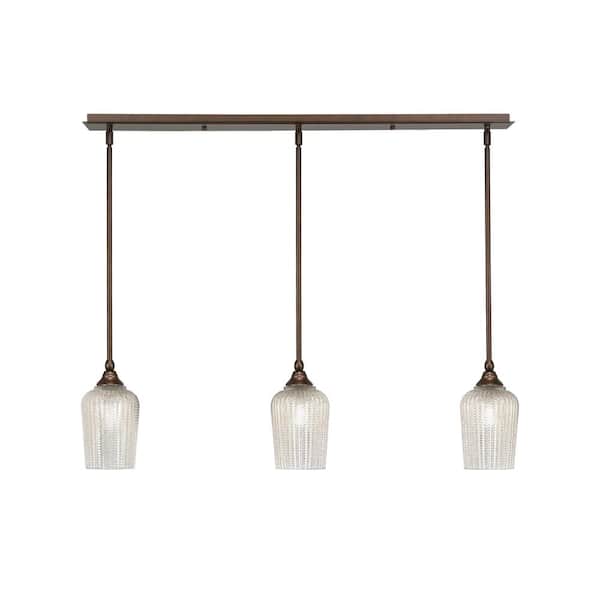 Unbranded Livingston 100-Watt 3-Light Bronze Shaded Pendant Light with 5 in. Silver Glass Shades, no Bulbs