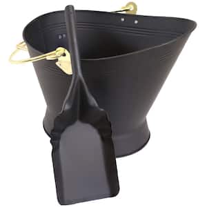 Vintage-Style Steel Ash Bucket with Scoop