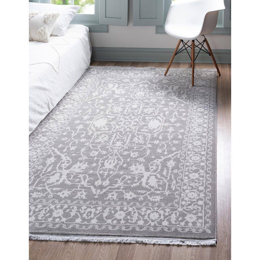 Light Gray Modern Classical 8' x 10' Indoor Abstract Rug