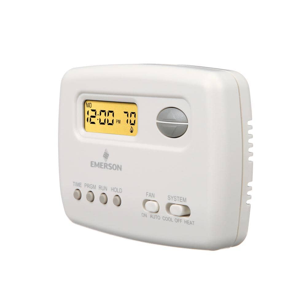 White Programmable Digital Thermostat with Backlit Display