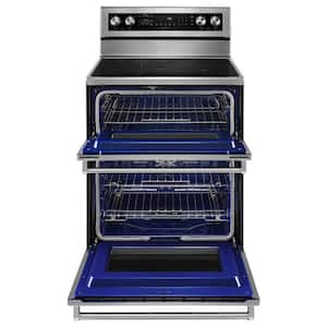 6.7 cu. ft. 5 Burner Element Double Oven Electric Range with Self-Cleaning Convection Oven in Stainless Steel