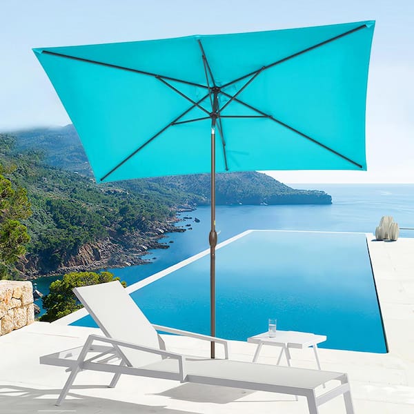 Unbranded 10 x 6.5 ft. Market Patio Umbrella in Lake Blue