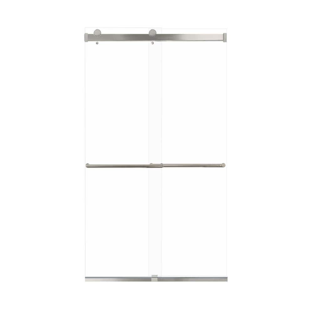 Brianna 48 in. W x 80 in. H Sliding Frameless Shower Door in Brushed Stainless Finish with Clear Glass price history on PriceWatchPro