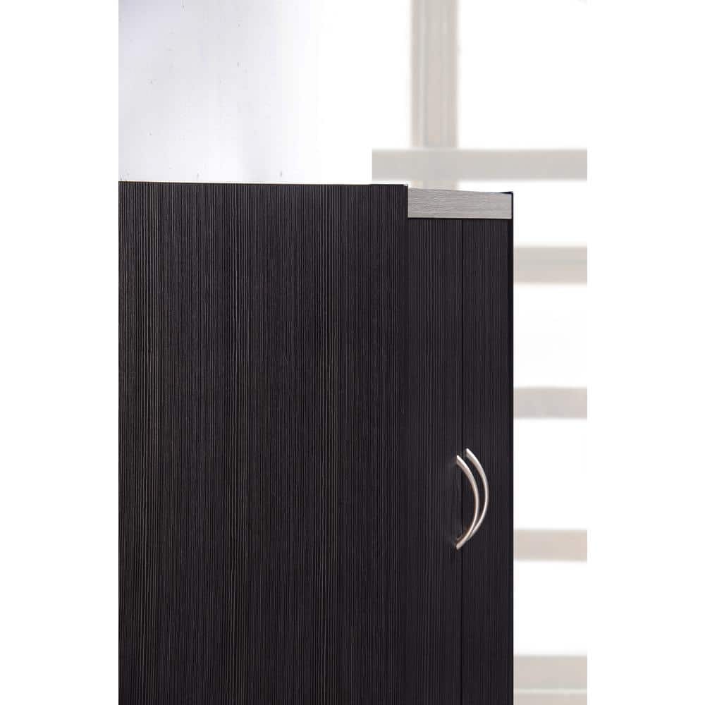 Tall Chocolate-Grey 4-Door Compressed Wood Kitchen Pantry