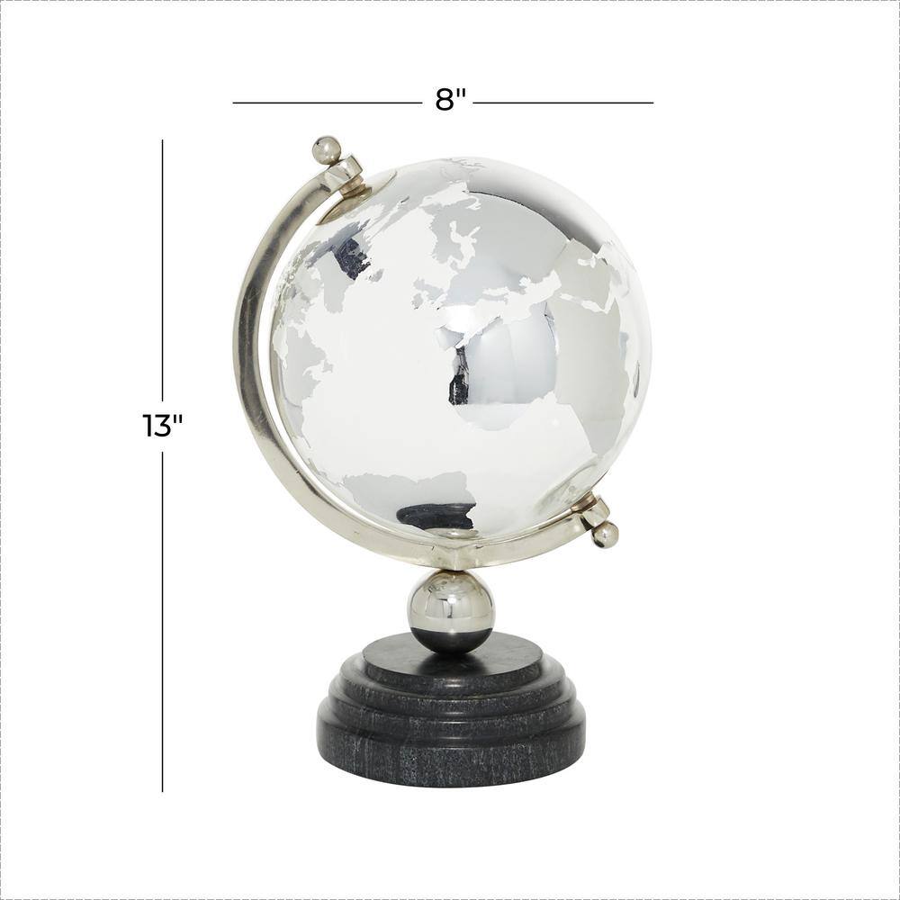 Elegant Silver Abstract Globe with Marble Base 8" x 13"