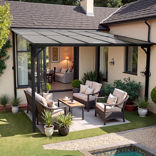 10 ft. x 10 ft. Outdoor Aluminum Gazebo, Patio cover, Carport Awnings with Polycarbonate Roof
