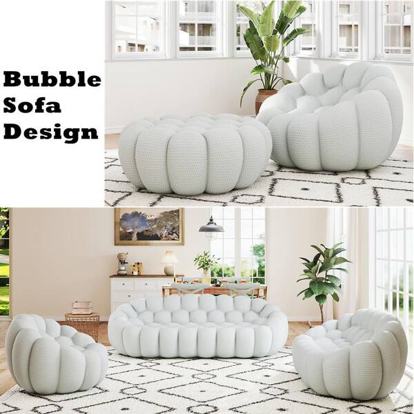 Magic Home (Set of 2) Bubble Sofa,49.2 in. Gray Mesh Fabric