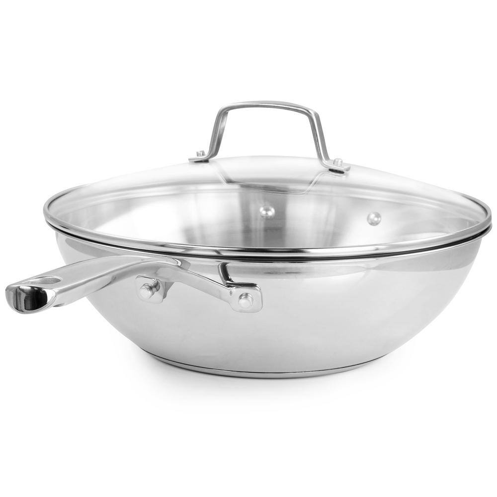 12-Inch Stainless Steel Pan with Tempered Glass Lid