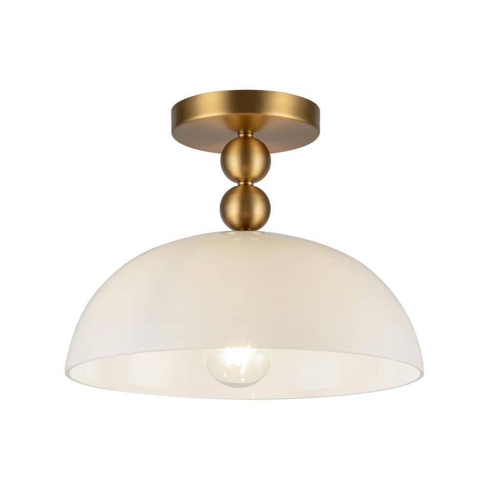 Paisley 12-in 1 Light 60-Watt Brushed Gold/Glossy Opal Glass Semi-Flush Mount price history on PriceWatchPro