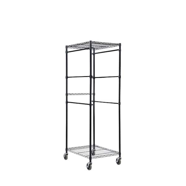 Tote Rack with 27 Gallon and with 2 Steel Wire Shelf Garage Storage in Black (22 in. W x 69 in. H x 28.5 in. D)